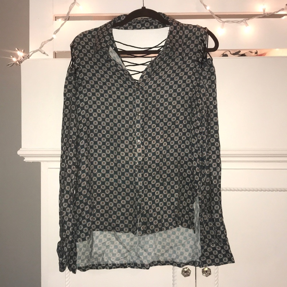 Blue and Black Blouse, New without tags!